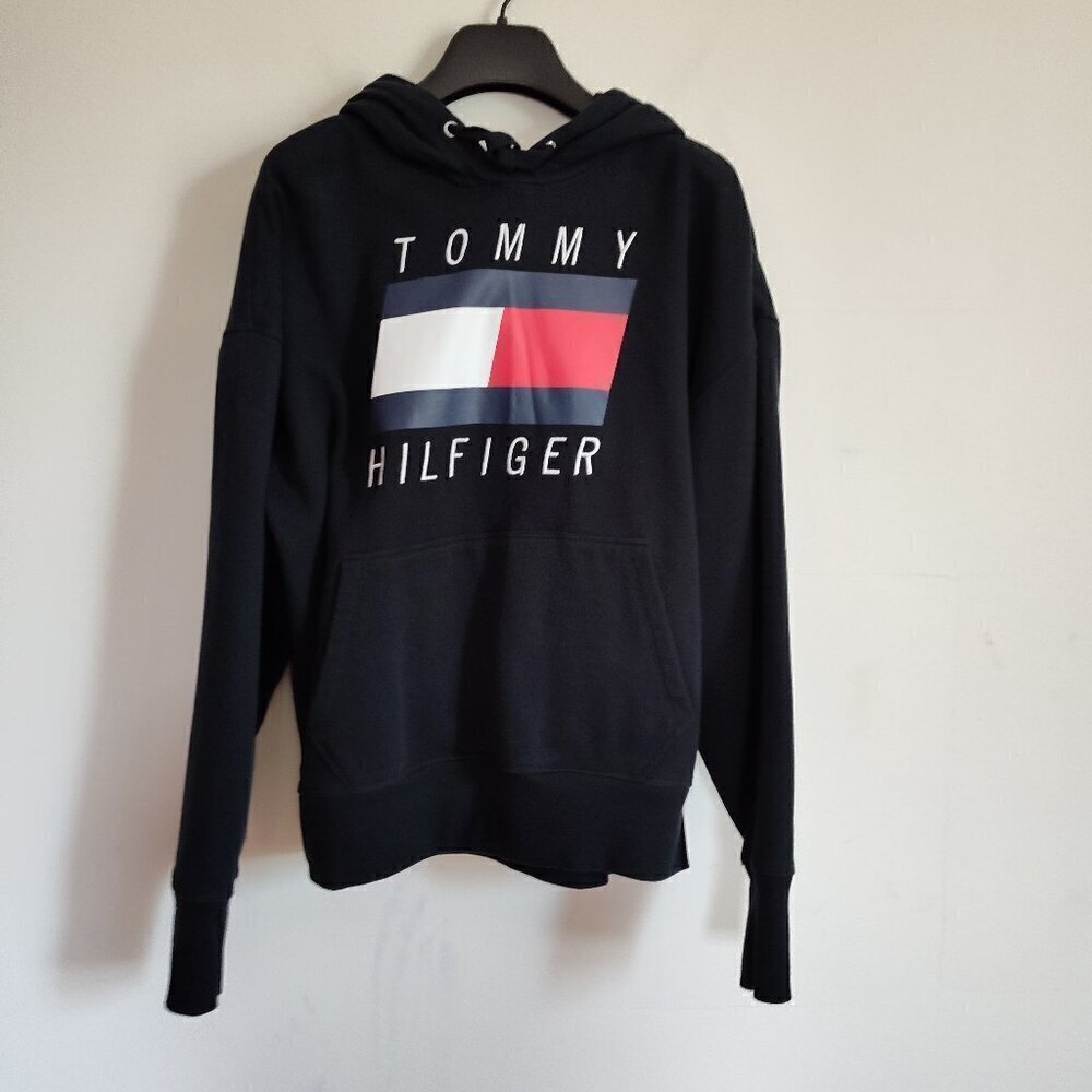 Ladies SZ XS Tommy Hilfiger Black Fleece Lined Classic Hoodie